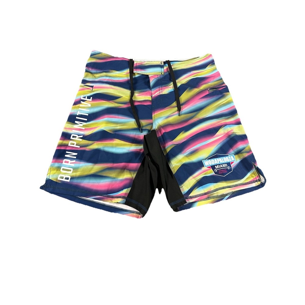 Born Primitive CrossFit Hybrid Shorts Mens 34 Multi Colored Miami Festival